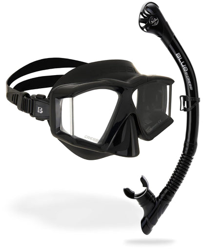 CRESSI Horizon – Máscara de Buceo y esnórquel Unisex con 4 Lentes temperares Separados o Set máscara+esnórquel Scilla Top Dry Combo para una visión Completa Limitada por Pines - Combo - negro - negro