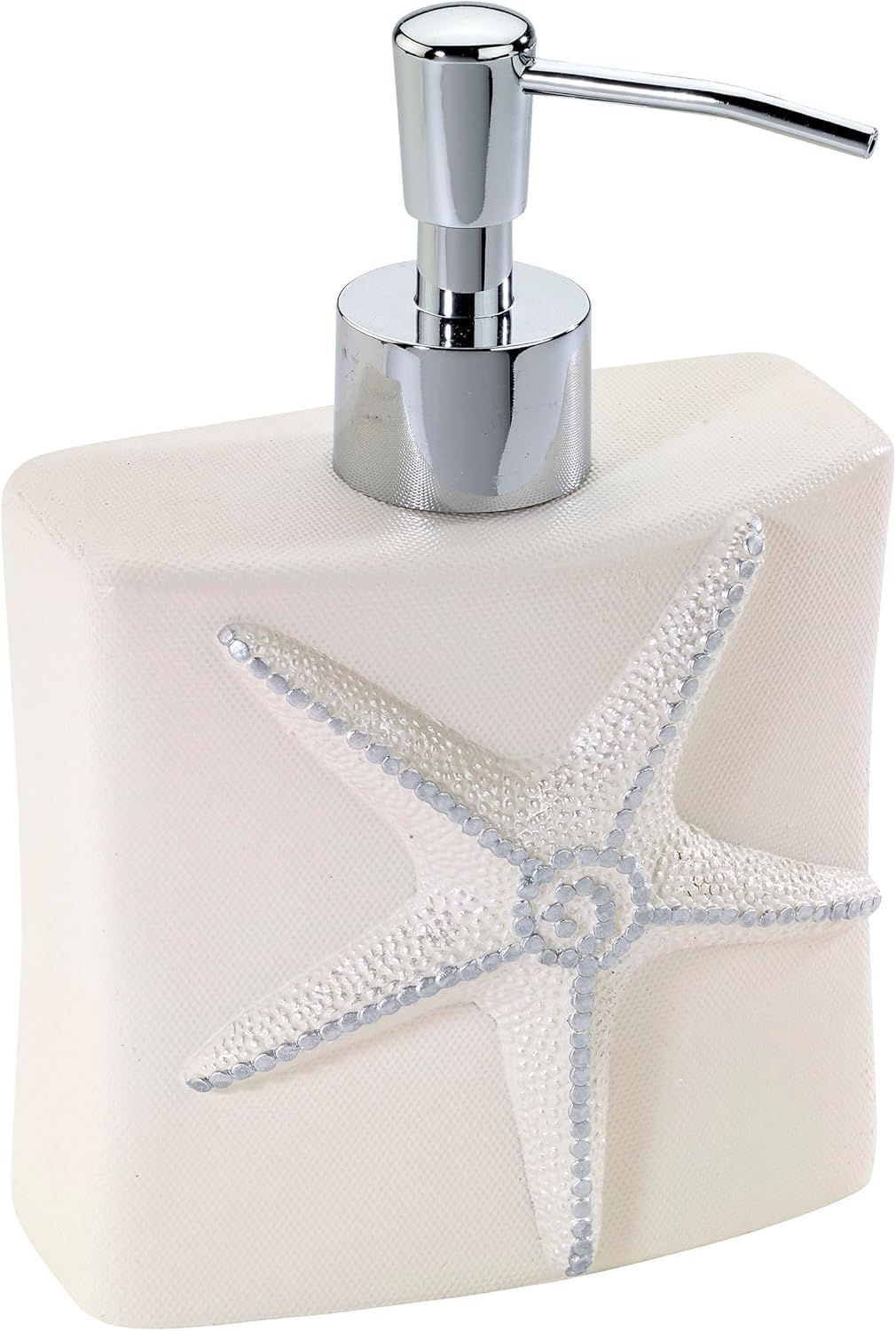 Avanti Linens - Bomba de loción/dispensador de jabón, accesorios de encimera, decoración de baño inspirada en conchas marinas, artículos esenciales para el baño de invitados (colección de conchas de lentejuelas) - Soap Dispenser - Lotion Pump