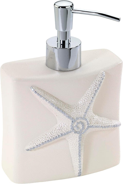 Avanti Linens - Bomba de loción/dispensador de jabón, accesorios de encimera, decoración de baño inspirada en conchas marinas, artículos esenciales para el baño de invitados (colección de conchas de lentejuelas) - Soap Dispenser - Lotion Pump