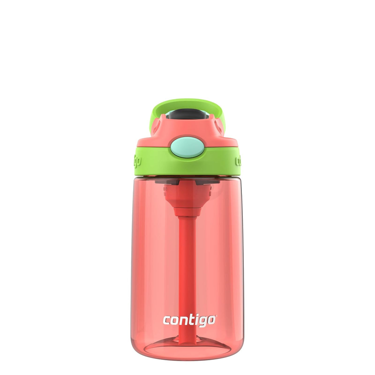 Contigo Botella de Agua para Niños con Popote, 590 ml, Libre de BPA - Coral - Frambuesa Azul - 14oz (Pack of 1)