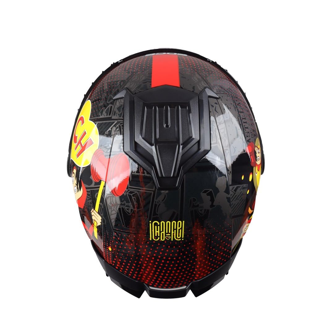 Casco Modular - Chapulin - Visor Anti Baho Motocicleta Marca Edge - Visor Doble ANTIVAHO Certificado Dot Moto - Cascos Motocross Pegatina Pegatinas Protector Mujer Hombre (Chapulin Colorado, XL)