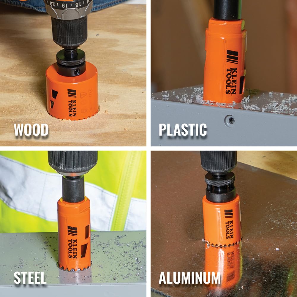 Klein Tools 32905 Kit de brocas sierra para electricistas con mandril de 3 piezas