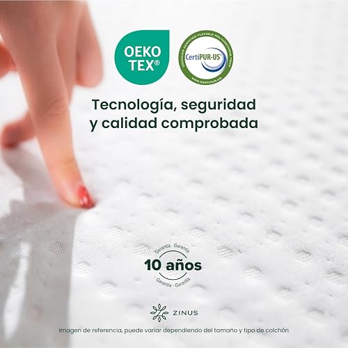 Zinus Cooling Essential | Colchón Matrimonial Firme de Memory Foam Que Brinda Frescura al Dormir | Enviado en Caja y con Garantía de 10 años