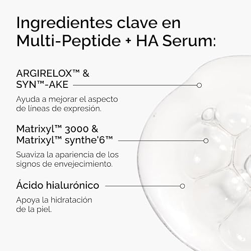 The Ordinary Multi-Peptide + Hyaluronic Acid, Suero para signos de la edad con Péptidos y Ácido Hialurónico — Fórmula para mejorar patas de gallo, elasticidad y firmeza de la piel, 30ml
