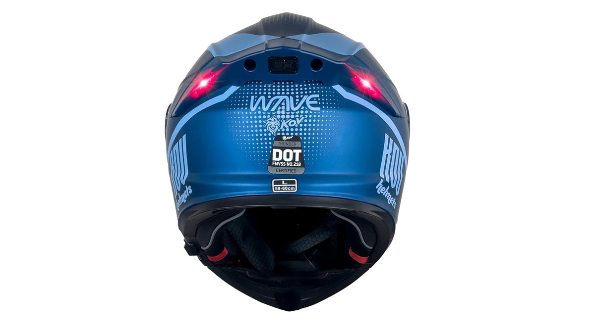 KOV Casco Waves Azul Thunder ABATIBLE para Moto Certificado Dot