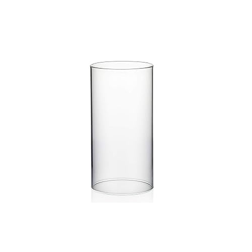 WGVI Hurricane - Funda para Velas, Ancho de 4 Pulgadas, Altura de 8 Pulgadas, portavelas cilíndrico de Vidrio Transparente, Tubo de Chimenea, visualización de Vela de Extremo Abierto, 1 Pieza