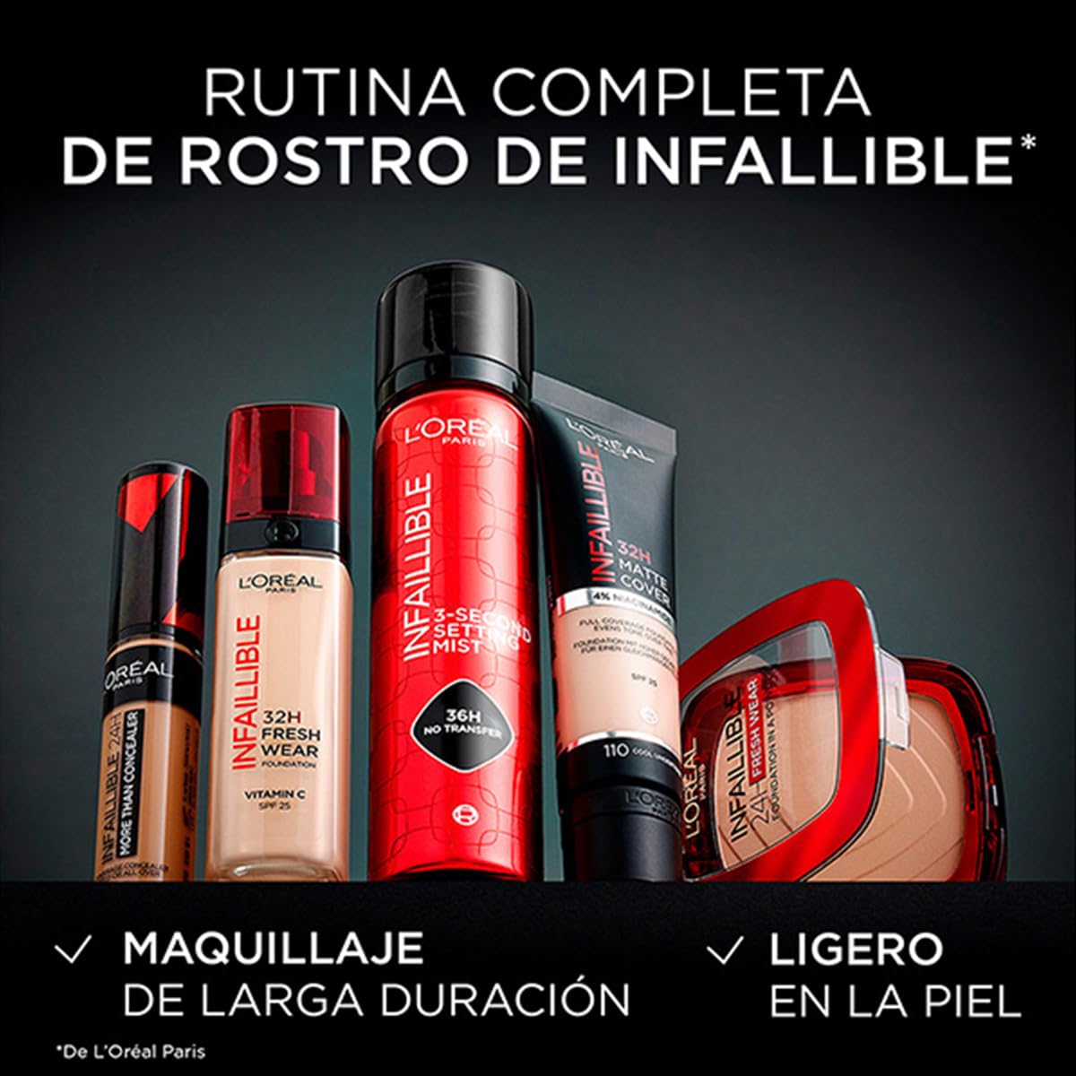 L'Oréal Paris Infallible 24h Freshwear Base de Maquillaje en Polvo de Larga Duración y Alta Cobertura, Tono 140 Golden Beige, 9g