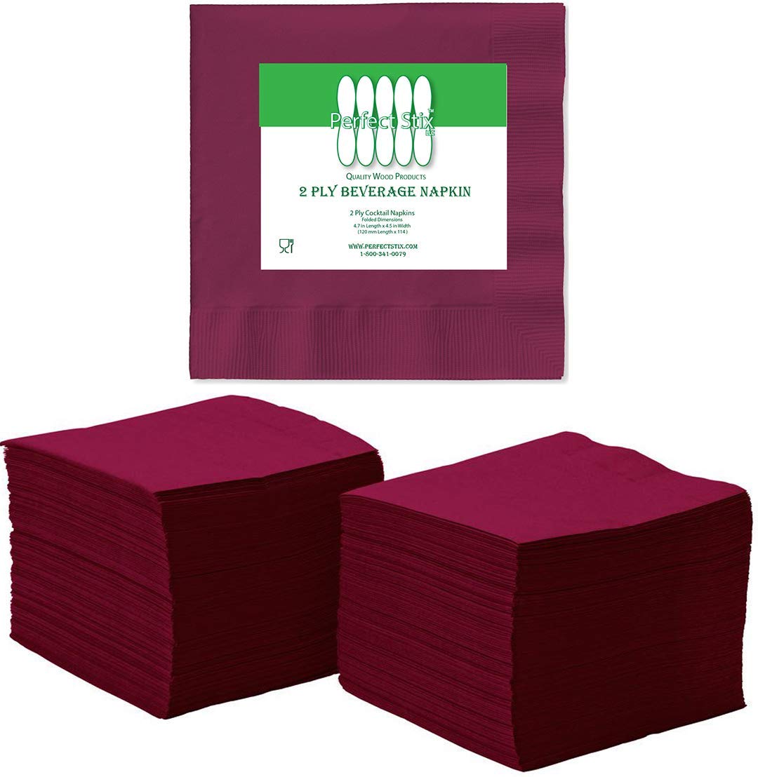 Perfectware Servilletas para Bebidas de 2 Capas, Paquete de 250 Piezas - Package of 250ct - Borgoña