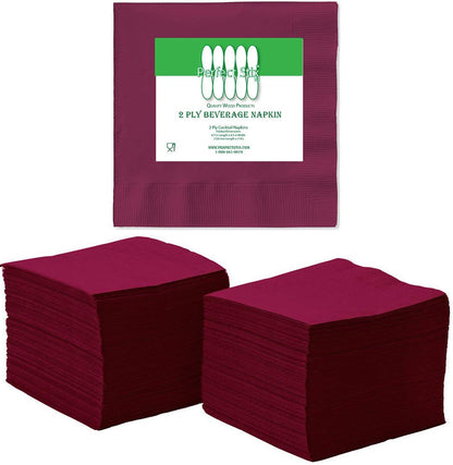Perfectware Servilletas para Bebidas de 2 Capas, Paquete de 250 Piezas - Package of 250ct - Borgoña