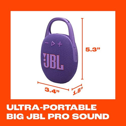 JBL Clip 5 - Altavoz Bluetooth ultraportátil, Impermeable y a Prueba de Polvo, Sonido Big Pro con Graves impactantes, mosquetón Integrado, hasta 12 Horas de Juego, Fabricado en Parte con Materiales
