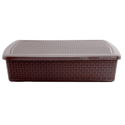 Guateplast - Set de 3 Cestas Plásticas Rectangulares de 12 Litros | Contenedores Plásticos para Organizar el Hogar | Organizadores | Cajas de Plástico | Color Chocolate