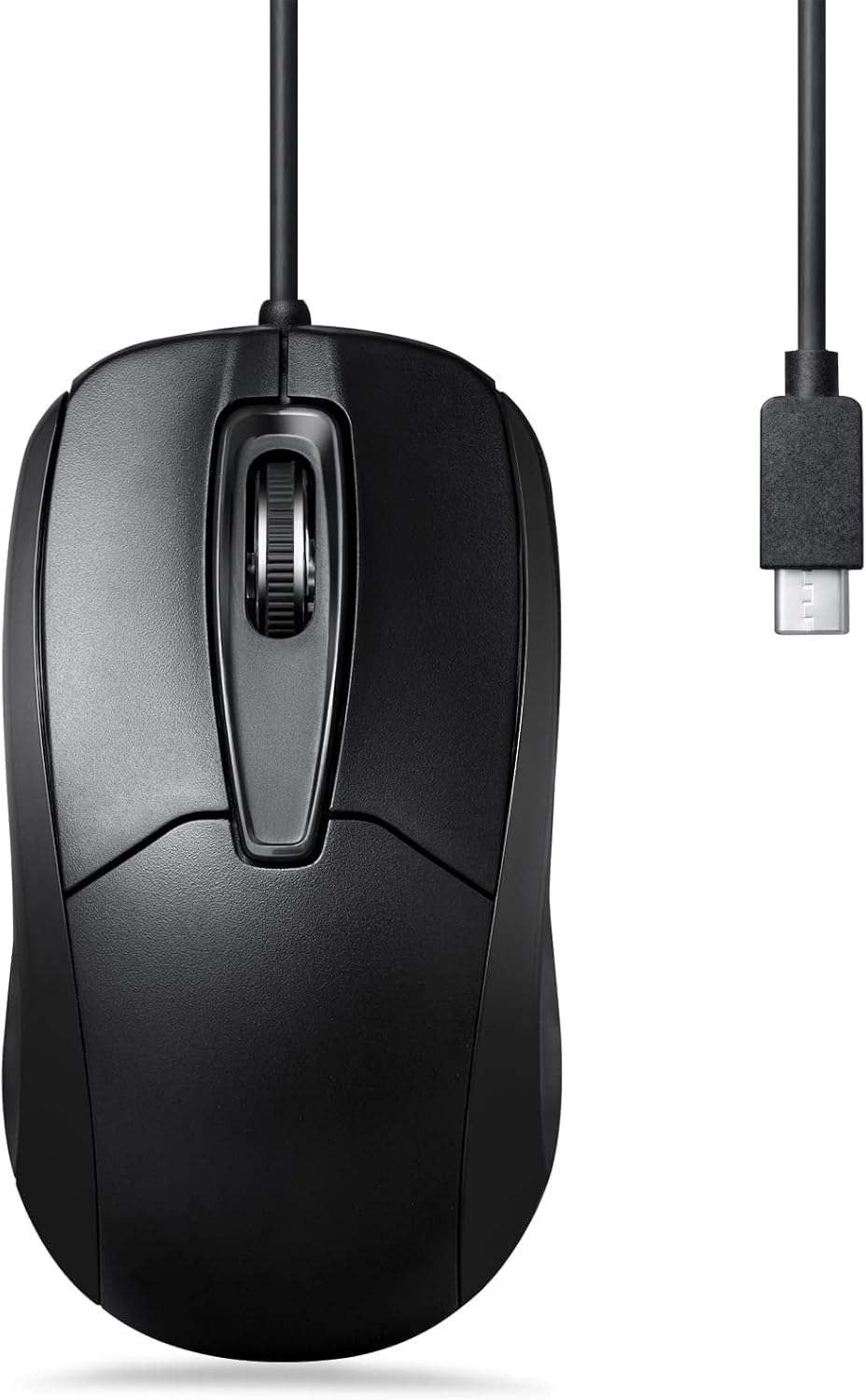 Perixx PERIMICE-209C - Mouse óptico con Cable USB Tipo C - Cable de 5.9 pies - 1000 dpi - Negro, (11994)