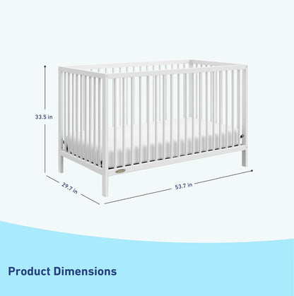 Graco Teddi Cuna Convertible 5 en 1 (Blanco) - Certificación GREENGUARD Gold, se Convierte en sofá Cama, Cama para niños pequeños y Cama Individual con cabecera y piecera, Altura de colchón Ajustable