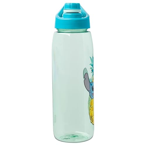 Silver Buffalo Disney Lilo and Stitch Pineapple Pop Up Peek-A-Boo Botella de agua con tapa atornillada, 28 onzas