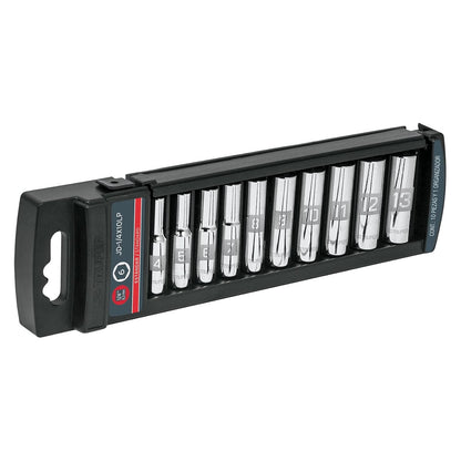 Truper JD-1/4X10LP, Juego de 10 dados largos, cuadro 1/4", standard
