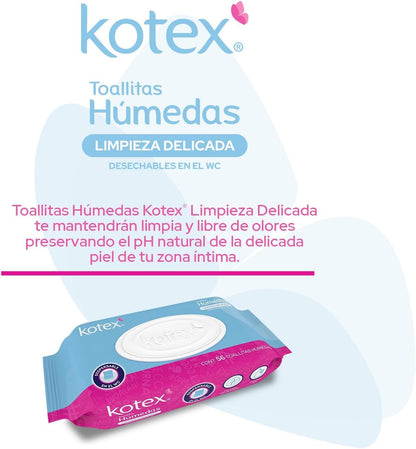 Kotex Toallitas Húmedas para Higiéne Íntima, 1 paquete con 56 piezas + Garnier Skin Active Agua micelar desmaquillante, 400ml
