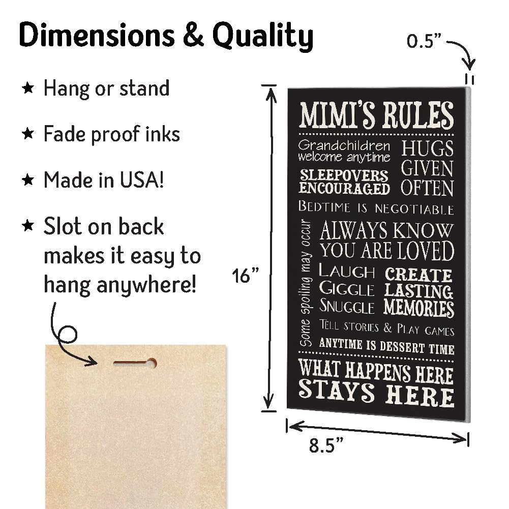 My Word! Mimi's Rules - Señal Decorativa, Color Negro con Letras en Crema, 21.6x16