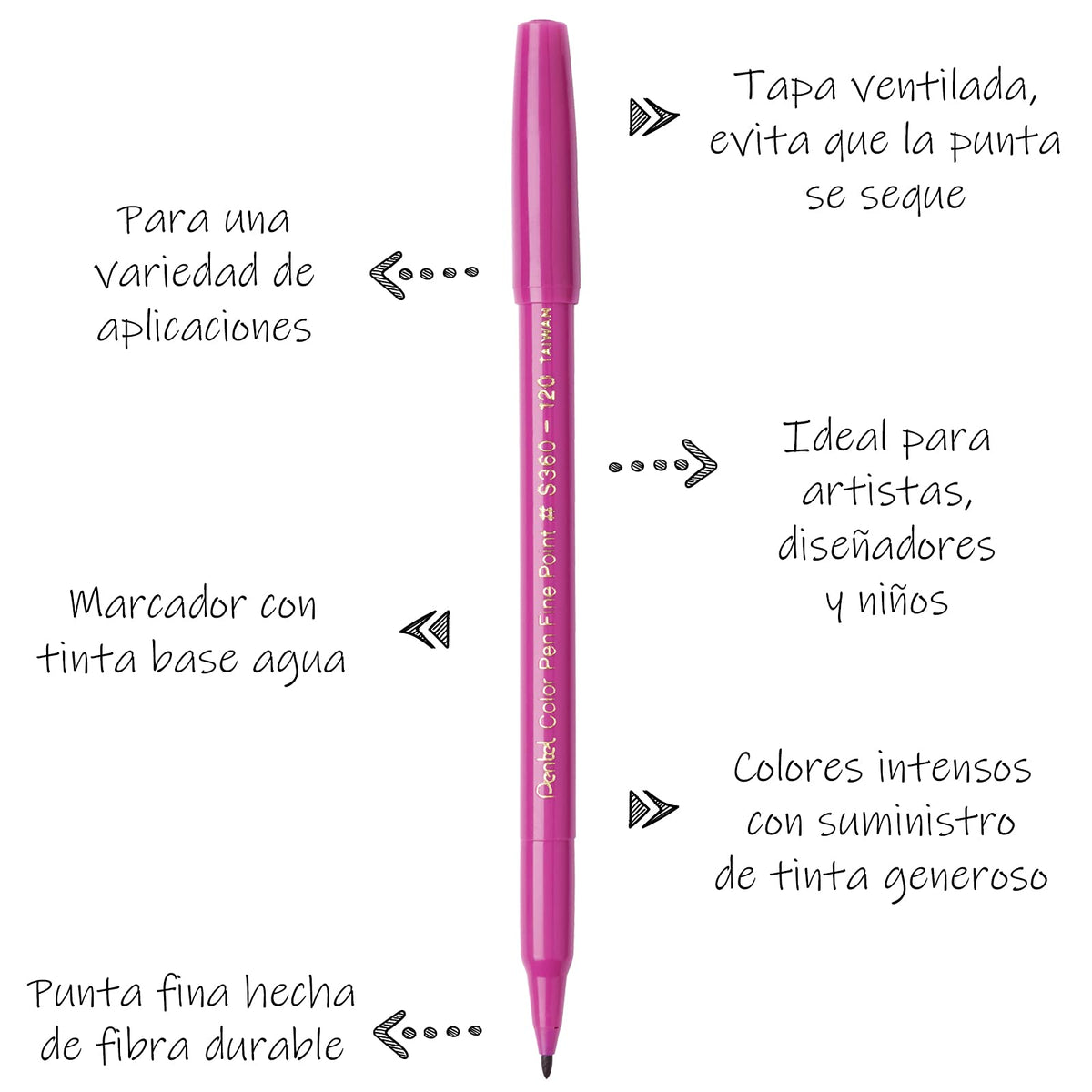 Pentel S360-24A Color Pen Set, Set of 24 Assorted Colors