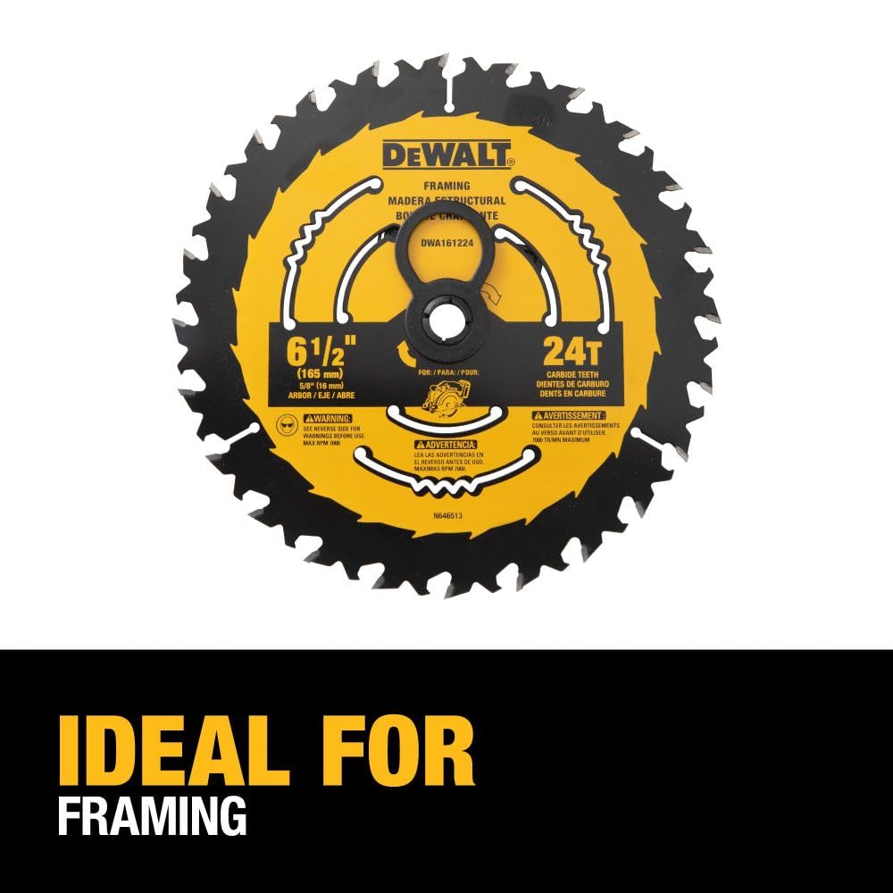DEWALT DWA161224 Disco de Sierra Circular 6-1/2 pulgadas