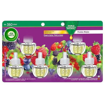 Air Wick Repuestos para Aromatizante Eléctrico, Aroma Frutos Rojos, 6 Piezas de 20 ml c/u