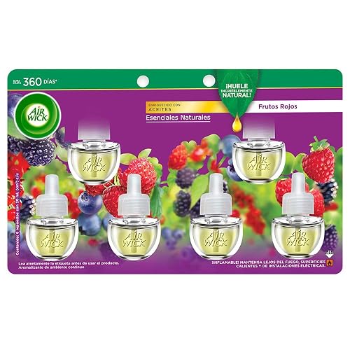 Air Wick Repuestos para Aromatizante Eléctrico, Aroma Frutos Rojos, 6 Piezas de 20 ml c/u