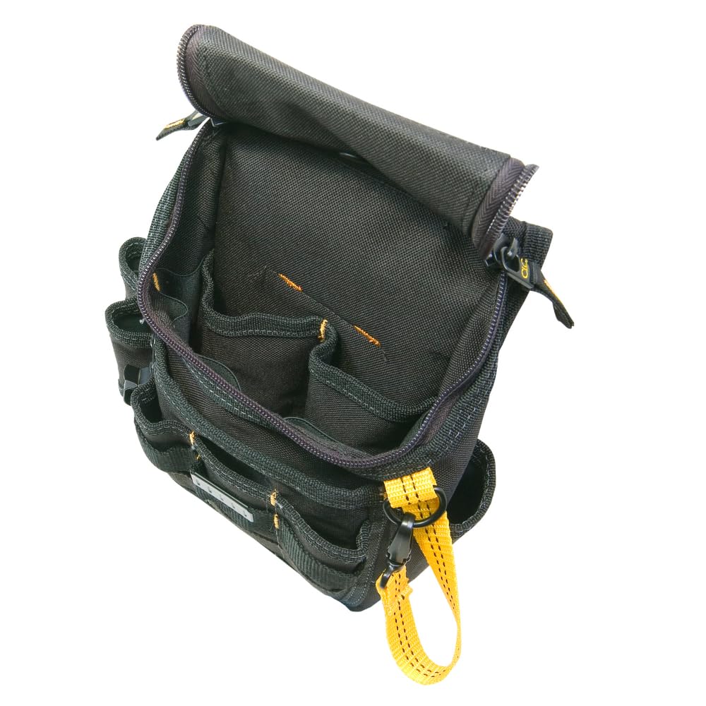 Custom Leathercraft - Funda multiusos CLC 1524 con cierre de cremallera, mediana, negra, 11 bolsillos