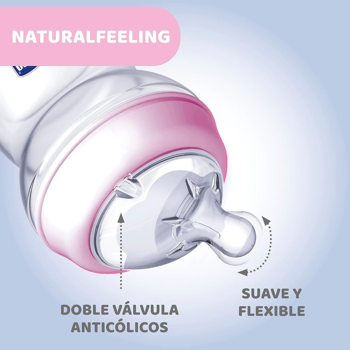 CHICCO, Biberón Natural Feeling, Color Rosa, 150 ml