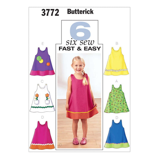 BUTTERICK PATTERNS B3772 - Patrones para Vestidos para niños y niños, Talla 4-5 - 6