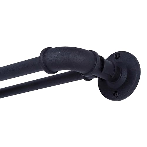 Sun Zero Bronn - Barra de Cortina Doble Ajustable, Negro Mate, 36-66", 1