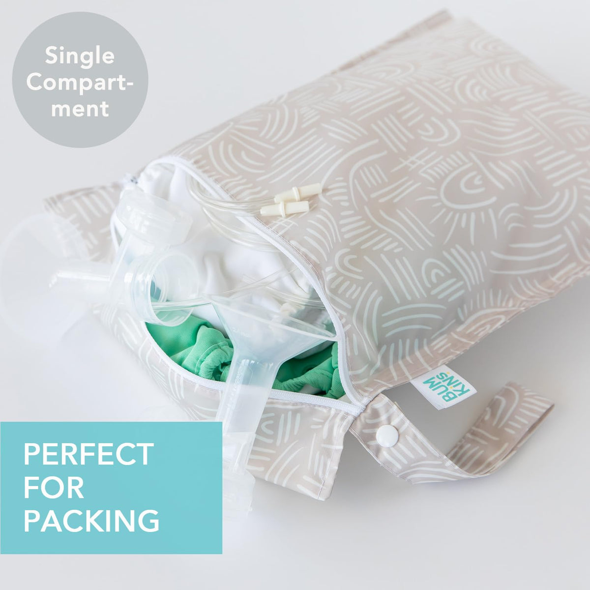 Bumkins - Bolsa húmeda impermeable para bebé, viajes, traje de natación, pañales de tela, piezas de bomba, piscina, playa, ropa de gimnasio, artículos de cambiador, gancho para carriola, guardería
