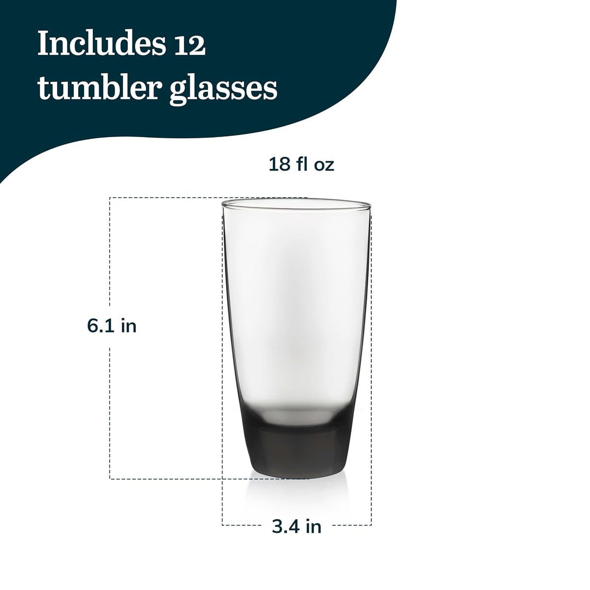 Libbey 2154SM 18-Ounce Classic Cooler Glass in Smoke, Set of 12