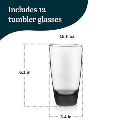Libbey 2154SM 18-Ounce Classic Cooler Glass in Smoke, Set of 12