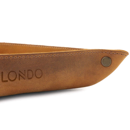 Londo - Vassoio in Vera Pelle - Organizzatore - Pratico Contenitore per Portafogli, Orologi, Chiavi, Monete, Telefoni Cellulari e Attrezzature per Ufficio (Cammello)