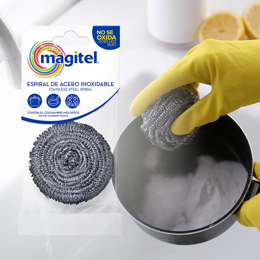 Magitel Espirales de Acero con Fibra - 24 Unidades, Acero Inoxidable