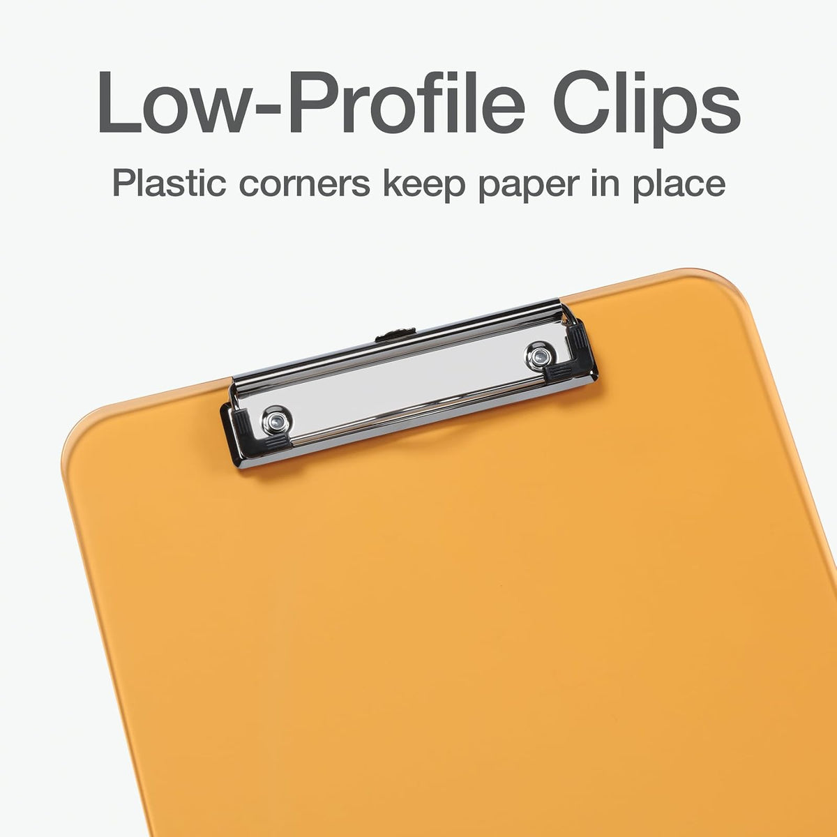 Portapapeles de plástico Oxford, clip de metal con esquinas de plástico, superficie de escritura con bucle para colgar, colores surtidos, 12.5 x 9 pulgadas, paquete de 6 (25402)