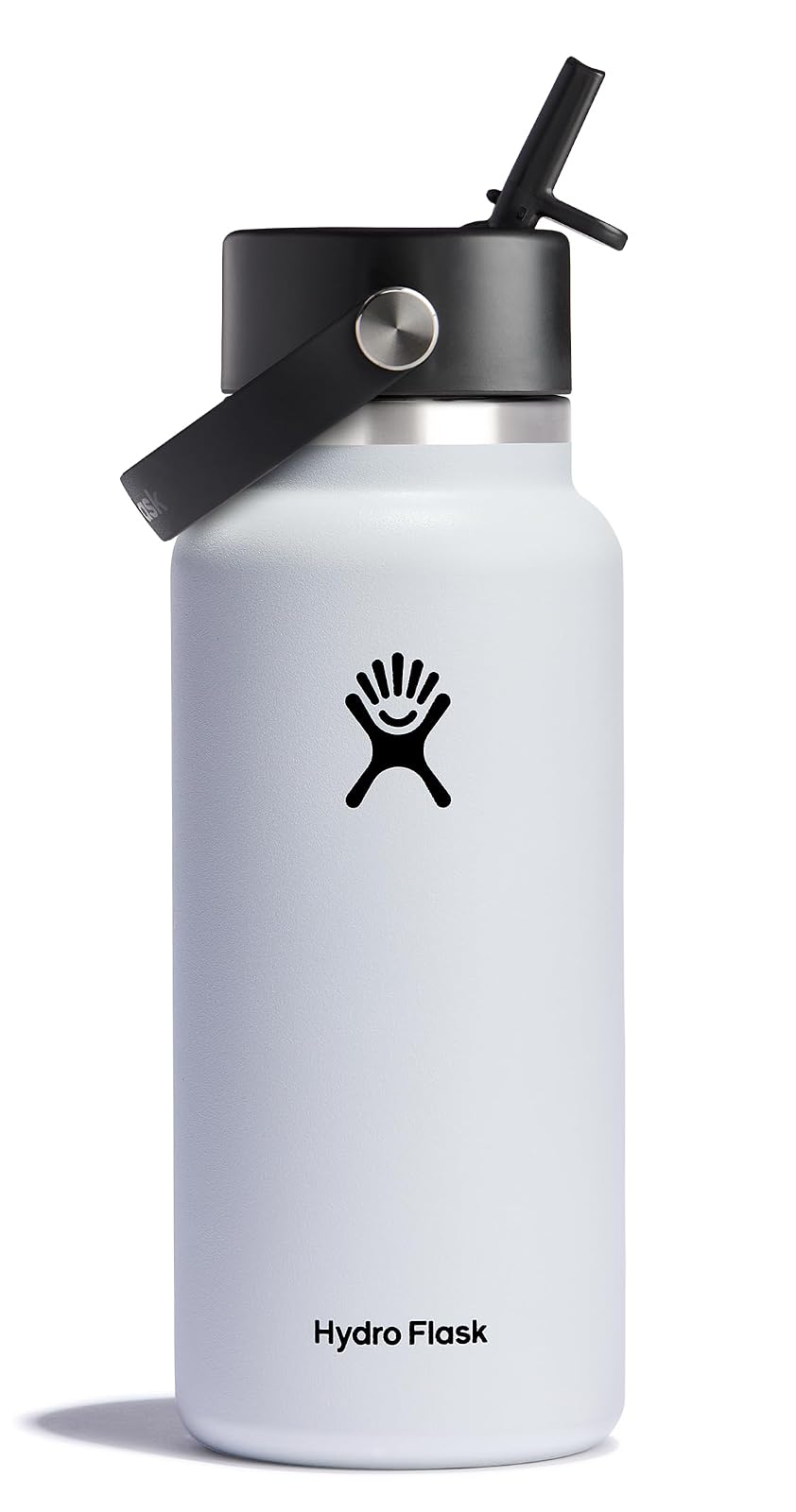 Hydro Flask Botella con Tapa de Popote Flexible, Acero Inoxidable - 32 onzas - Blanco