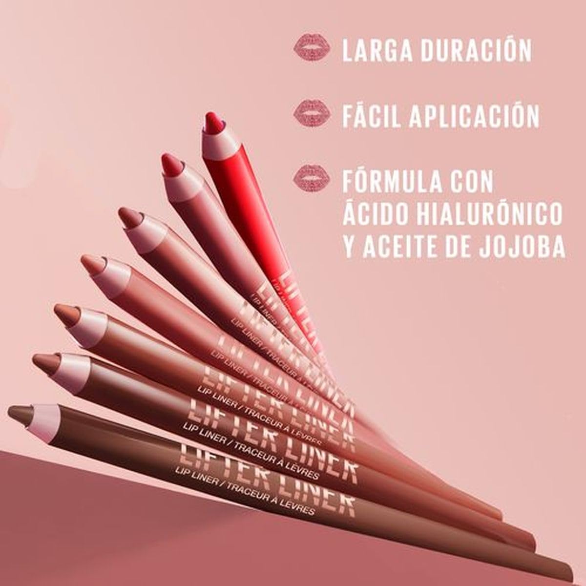 Maybelline Lifter Liner Delineador de Labios con Ácido Hialurónico, Textura Cremosa de Larga Duración, Punta Fina Ultra Precisa, Enriquecido con Aceite de Jojoba, Tono Cross the Line