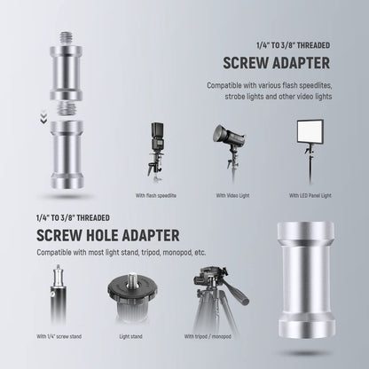 NEEWER Soporte de Flash de Cámara Montaje Tipo H con Soporte de Caja de Luz de Paraguas, Adaptador de Soporte de Luz de Metal Ajustable Giratorio de 180° con Adaptador 1/4" a 3/8"