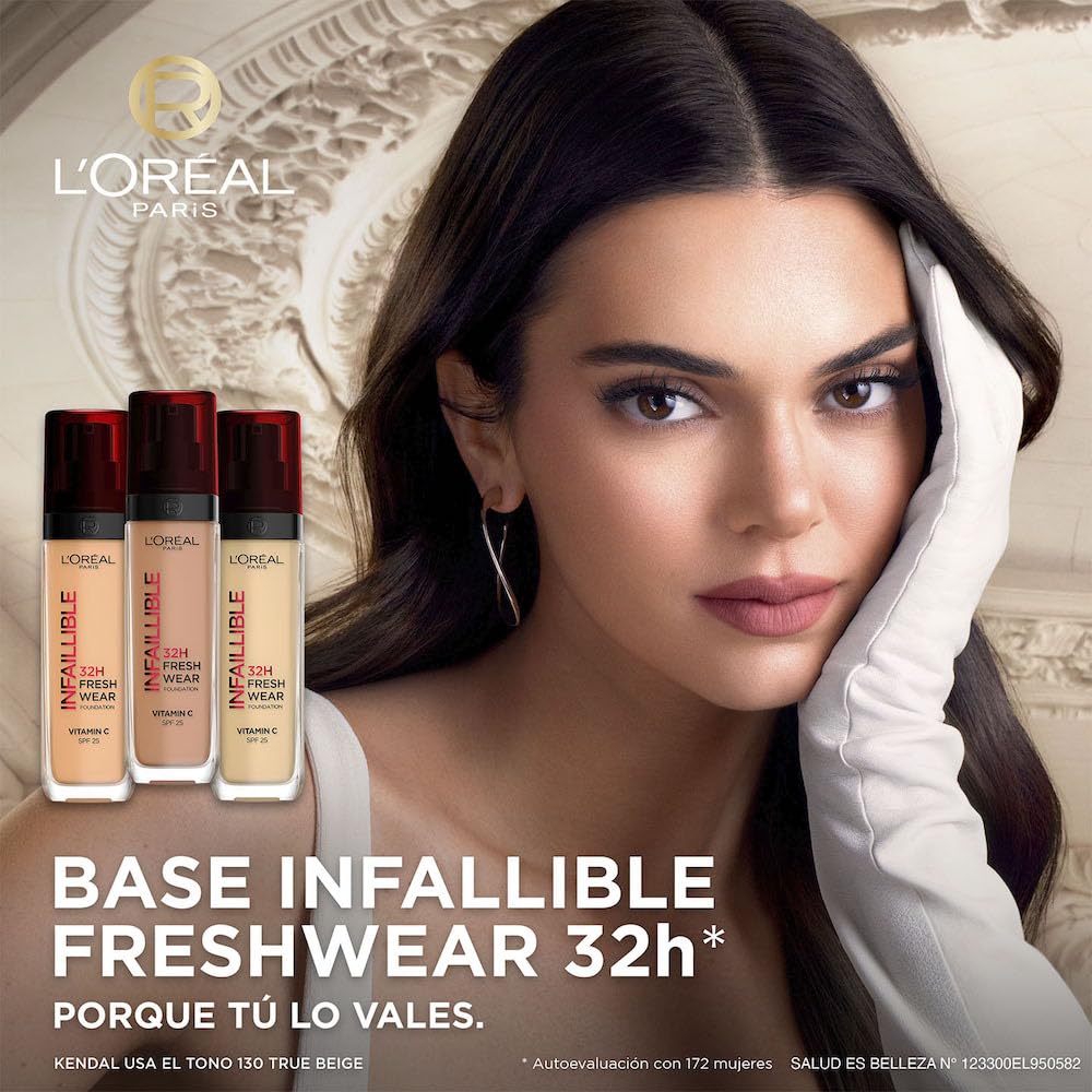 L'Oréal Paris Infallible 32H Freshwear Base de Maquillaje Líquida, Larga Duración y Alta Cobertura, Tono 020 Neutral, 30ml