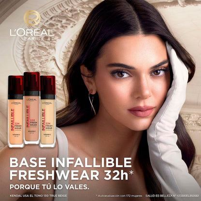 L'Oréal Paris Infallible 32H Freshwear Base de Maquillaje Líquida, Larga Duración y Alta Cobertura, Tono 020 Neutral, 30ml