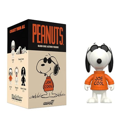 Super7 - Peanuts, Blind Box Reaction Sorpresa, Wave 6, Coleccionable | Incluye Snoopy, Sleeping Snoopy, Joe Cool, Flying Ace y personaje misterioso, figura articulada, coleccionista adulto