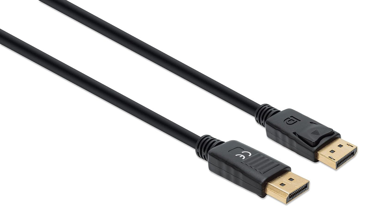 Cable de Video DisplayPort V1.4 Ultra HD 8K de 3m, Adaptador Macho a Macho para Pantalla, TV y Proyector, Soporta HDR10 y Dolby Atmos, Triple Blindaje Anti-Interferencia, Negro, Manhattan 355582
