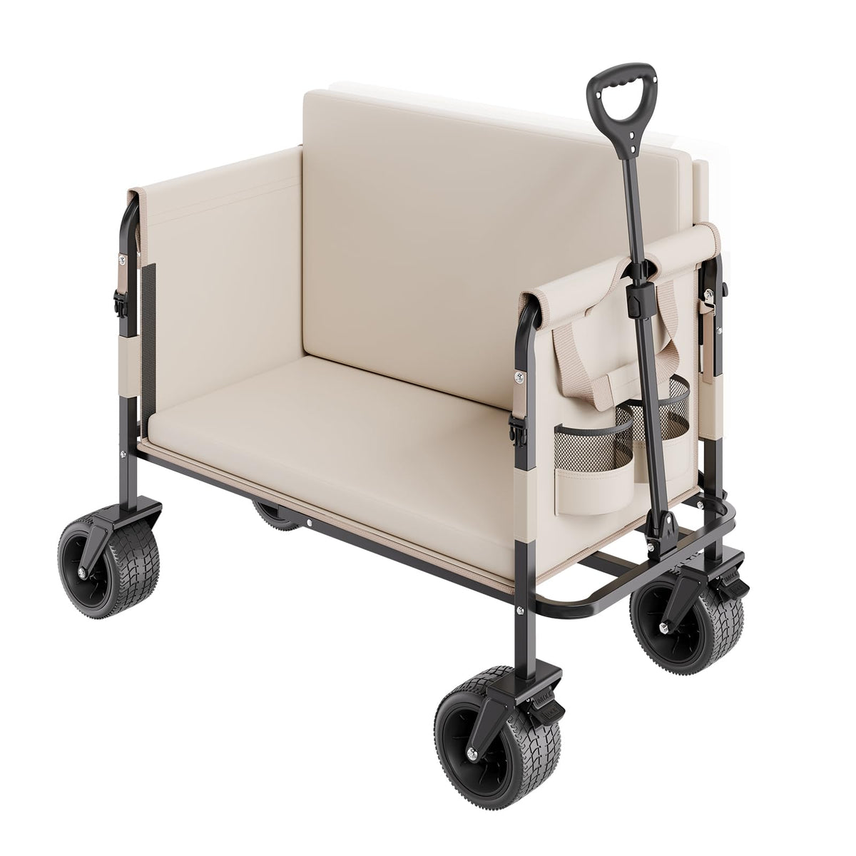 VEVOR - Carrito Plegable 2 en 1, con Capacidad de 250 kg y 220 l, se Convierte en Banco, con asa Ajustable, Ideal para Exteriores, Compras, Camping y jardinería.