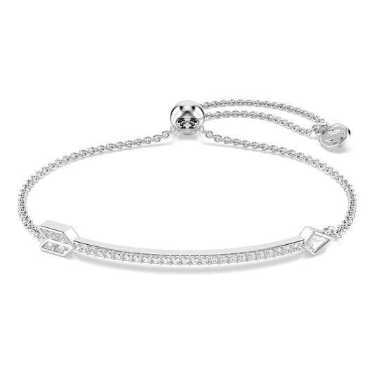 Pulsera Swarovski Idyllia, cortes mixtos, flecha, blanco, chapado en rodio