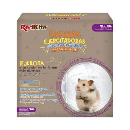 Red Kite Esfera Ejercitadora para Hámpster, Ratones, Ratas, Cuyos y Pequeños Mamíferos, Mediana de Plástico Transparente con 18 centímetros de Diámetro
