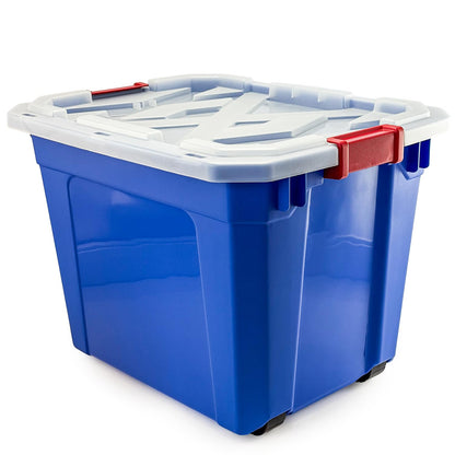Caja de Almacenamiento con Ruedas 88 L de Plástico Color Azul