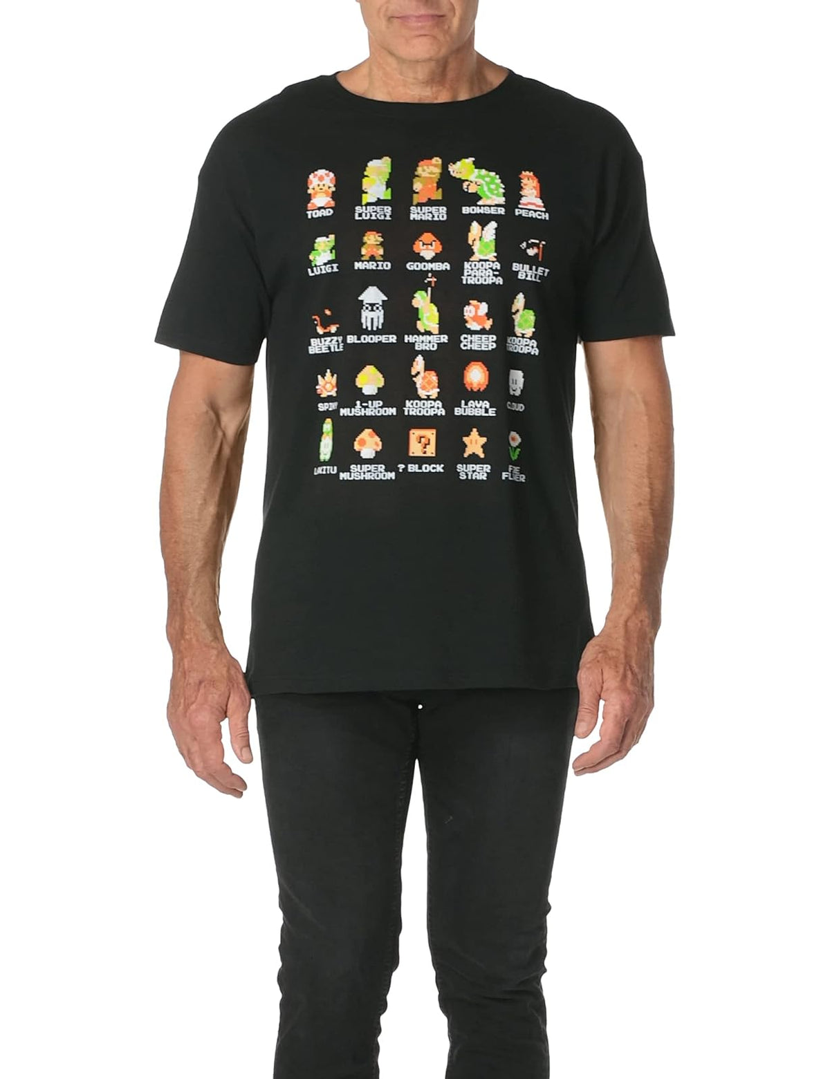 Nintendo Playera Pixel Cast Camiseta para para Hombre