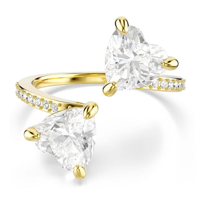 Swarovski Anillo abierto Mesmera Attract, Talla de corazón, Pavé, Corazón, Blanco, Baño tono oro