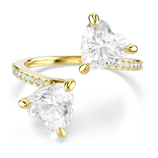 Swarovski Anillo abierto Mesmera Attract, Talla de corazón, Pavé, Corazón, Blanco, Baño tono oro