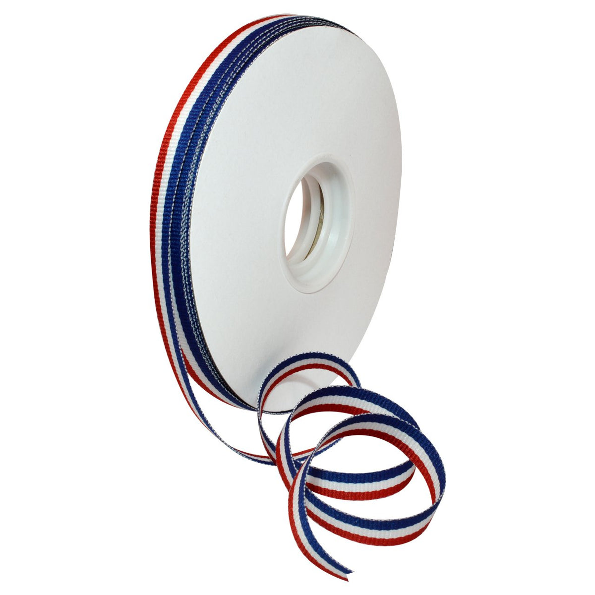 Morex Ribbon Cinta de Grogrén a Rayas, Rojo/Blanco/Azul - 3 - 8 in x 25 yd